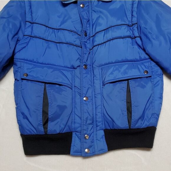 Vintage 1980s Arctic Blue Full-zip Removable Sleeve Puffer Snow Ski Jacket M - Picture 3 of 12